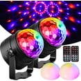 thumbnail image 1 of Bola de discoteca con luz giratoria, paquete de 2, 7 colores RGB, bola de discoteca con rotación de 360°, 5 modos de efectos, efectos de luz para fiesta de Navidad, fiesta, bar ER, 1 of 4