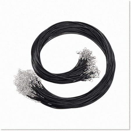 40PCS Black 2mm Waxed Necklace Cord Rope with Lobster Claw Clasps and Extender Chains - Ideal for Jewelry Making and Displaying Resin Bead Charms