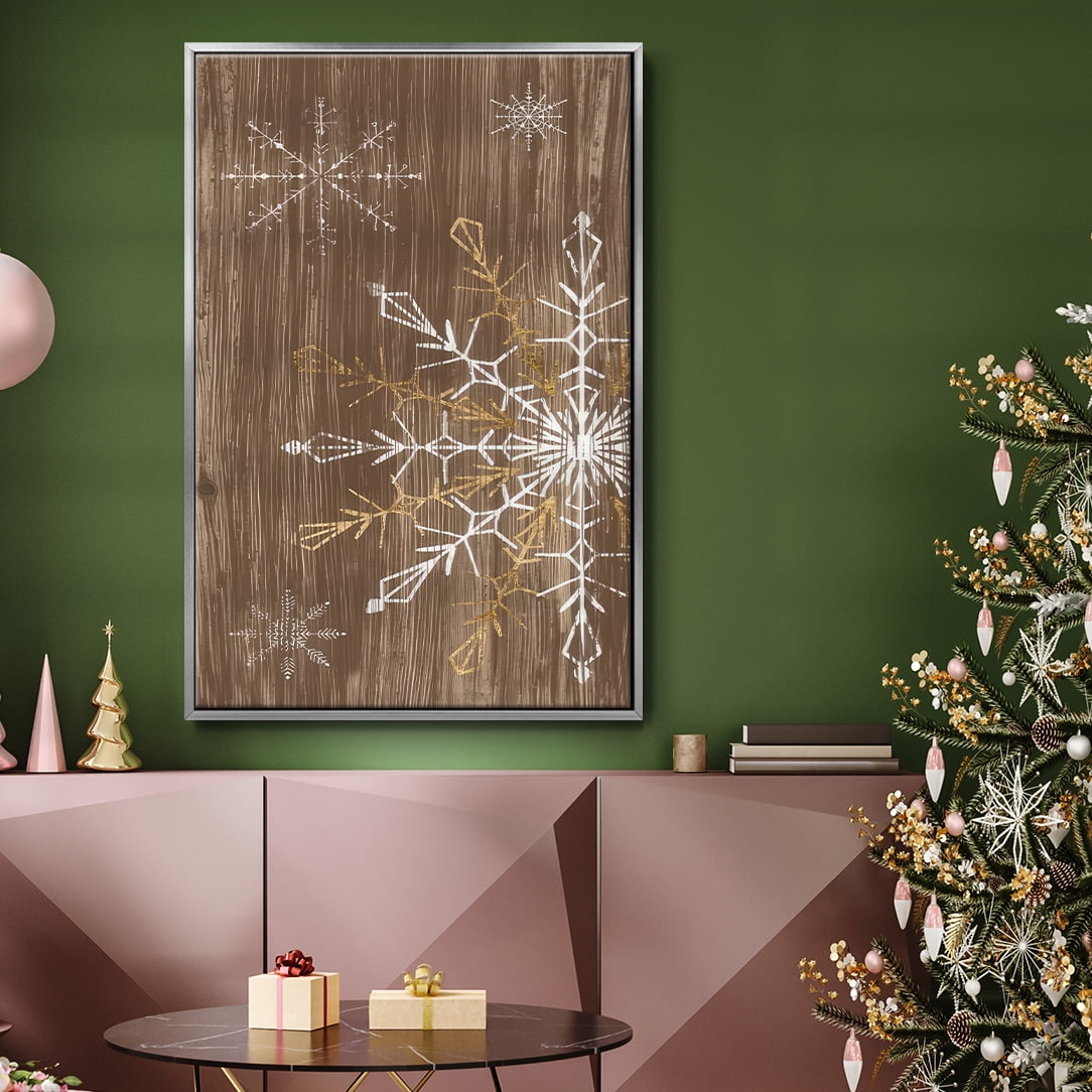 Barnwood Wonderland Collection B - Framed Gallery Wrapped Holiday Canvas - 25 x 37 - Silver Frame