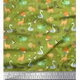 thumbnail image 1 of Soimoi Green Cotton Duck Fabric Leaves,Star & Cute Animals Kids Print Fabric by Yard 56 Inch Wide, 1 of 1
