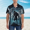 thumbnail image 4 of Lsque Moon Wolf Warrior pattern Hawaiian Shirt for Men, Unisex Summer Beach Casual Short Sleeve Button Down Shirts-Small, 4 of 9