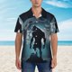 thumbnail image 2 of Fotbe Moon Wolf Warrior Camisa Hawaiana para Hombre Unisex – Camisa Casual de Verano con Botones de Manga Corta de Algodón y Lino,Small, 2 of 7