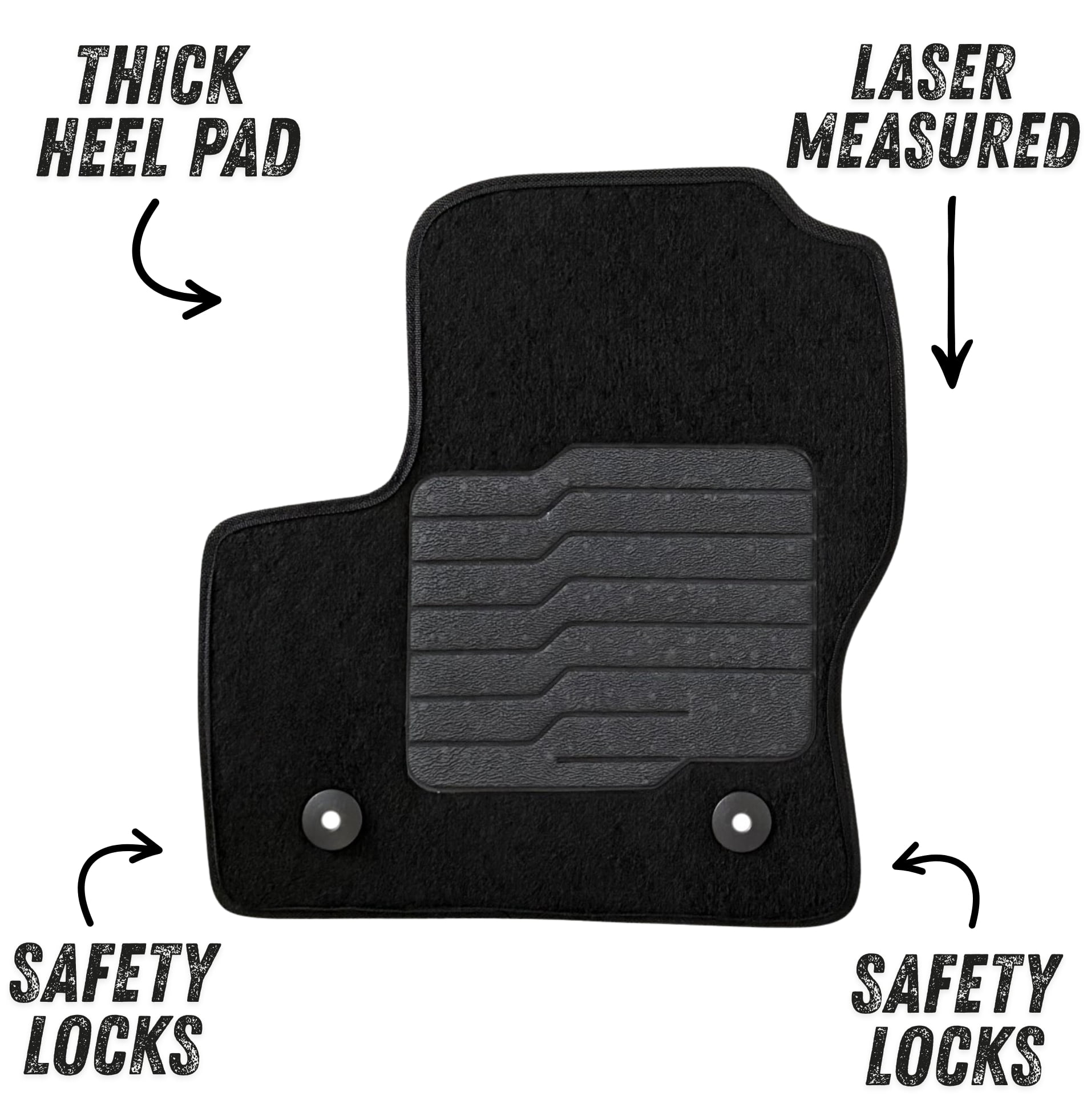 Carpet Floor Mats Fit for 2013 to 2019 Ford Escape, with Anti-Slip Driver Heel Pad and Safety Locks, Front and Rear, Black