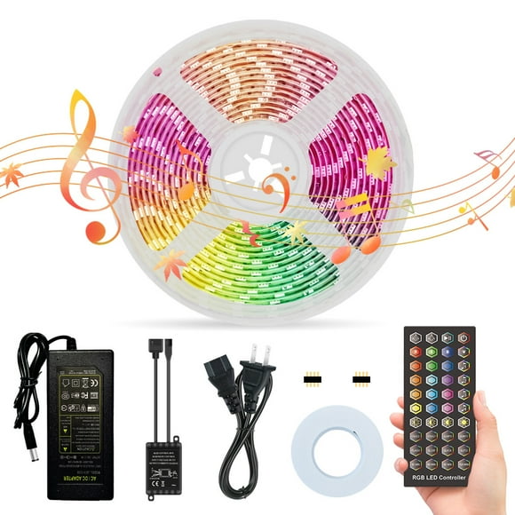 LED strip kit, 5m multicolor LED strip, 5050 RGB LEDs, syncs to the beat of the music, with 40-key RF remote control