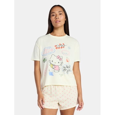 Hello Kitty Women's and Women's Plus Sleep Tee and Shorts Pajama Set from Grayson Social, 2-Piece, Sizes XS-3X