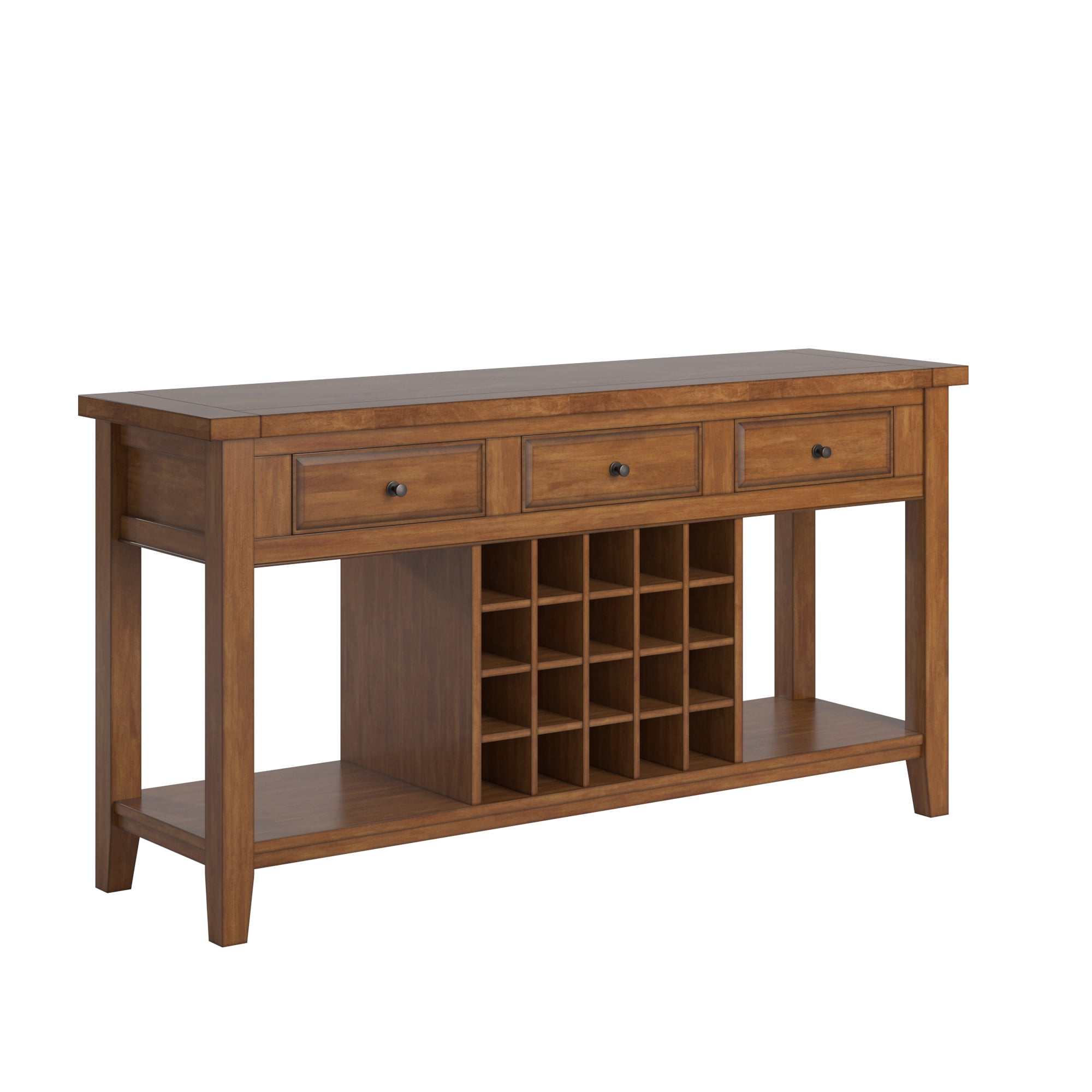 Weston Home Farmhouse Oak Top Kitchen Buffet Server with Wine Rack, Oak