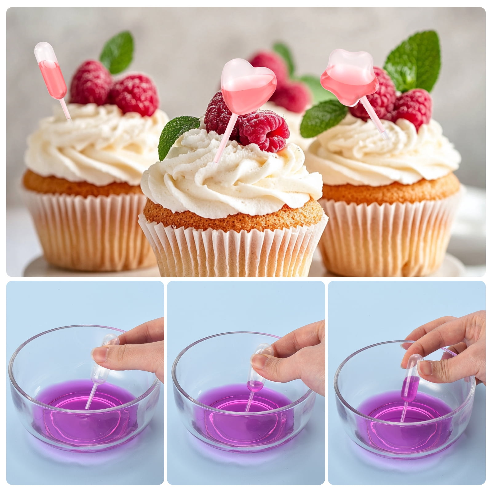Uxcell Uxcell Cupcakes Pipettes, 250 Pcs 4ml Disposable Plastic Dessert Pipettes Strawberry Pipettes Squeeze Transfer Pipettes Droppers, Clear, 4 Shapes