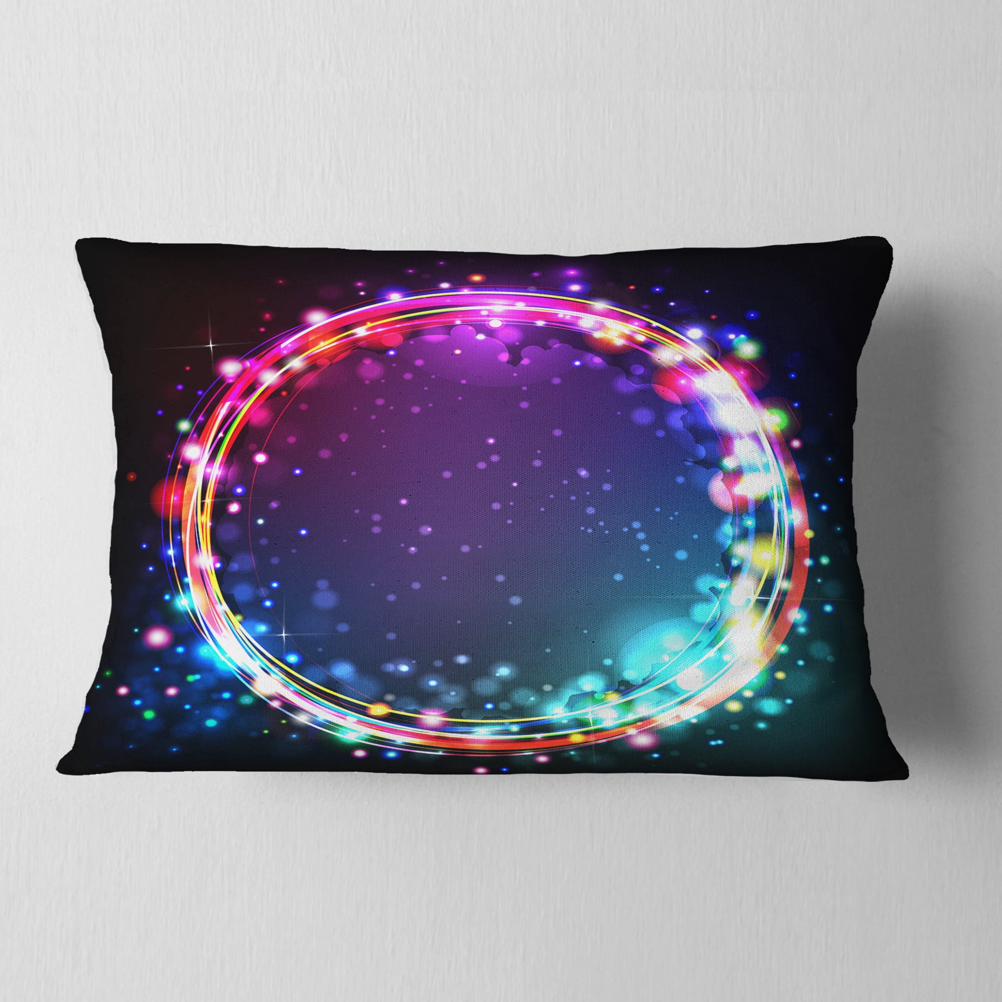 Designart Purple Blue Circle Lights - Abstract Throw Pillow - 12x20