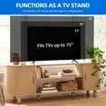 thumbnail image 5 of Dextrus 70 Inch Mid Century Modern TV Stand with Fluted Rolling Doors and Adjustable Shelves, Fits Up to 75 Inch TV for Living Room, Beige, 5 of 10