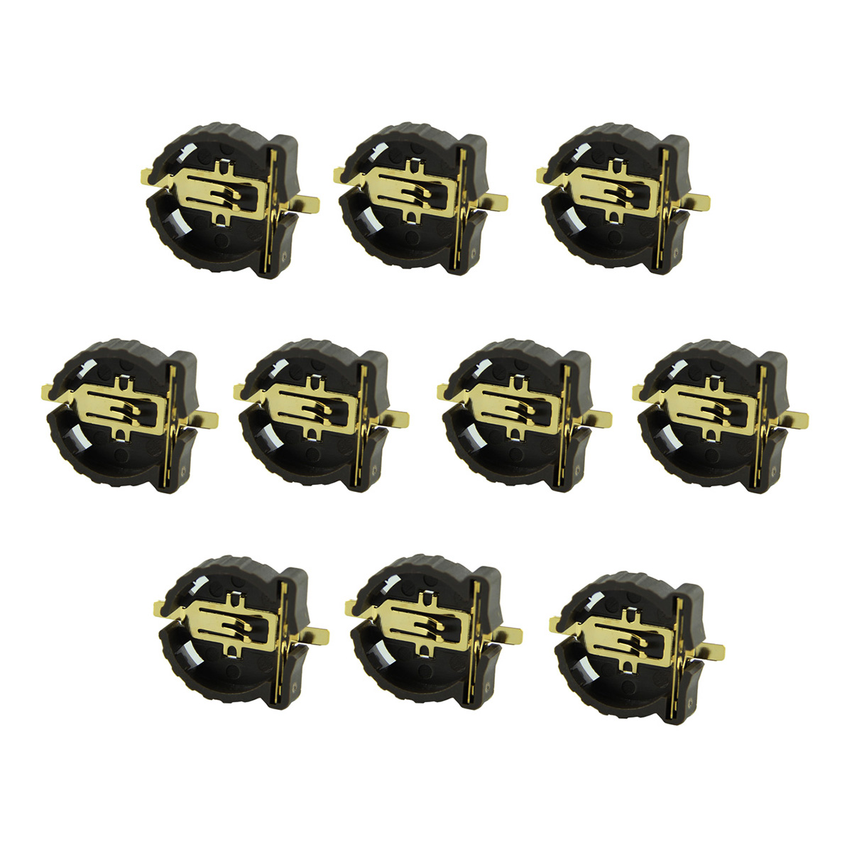 12.5mm PPS Cell Button Battery Holders for CR1220 Black (10 PCS