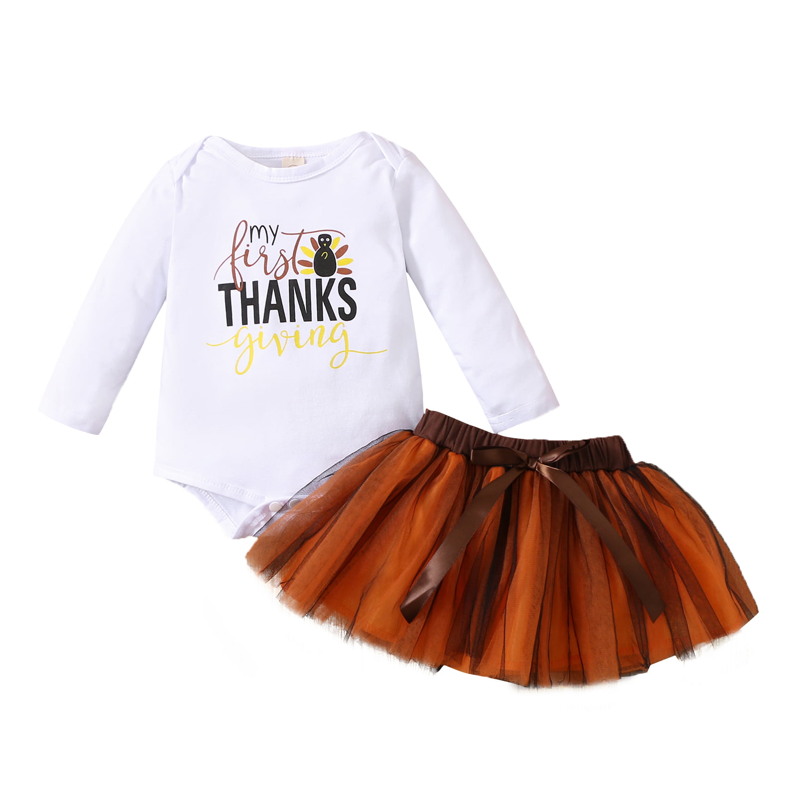 Binpure My First Thanksgiving Outfits Baby Girl Turkey Bodysuit Tutu Skirt Com