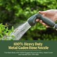 thumbnail image 4 of Vego Garden Hose Nozzle 9 Spray Patterns, Metal, Thumb Control, on/off Valve, High Pressure Heavy Duty Water Hose Spray Nozzle-Seaweed Green, 4 of 8