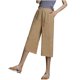 thumbnail image 2 of ICHUANYI Clearance Women's Solid Color Casual Loose Broad Leg Straight Barrel Cotton Linen Capris Pants(Coffee, XL) ICHUANYI WER2023080812641, 2 of 6