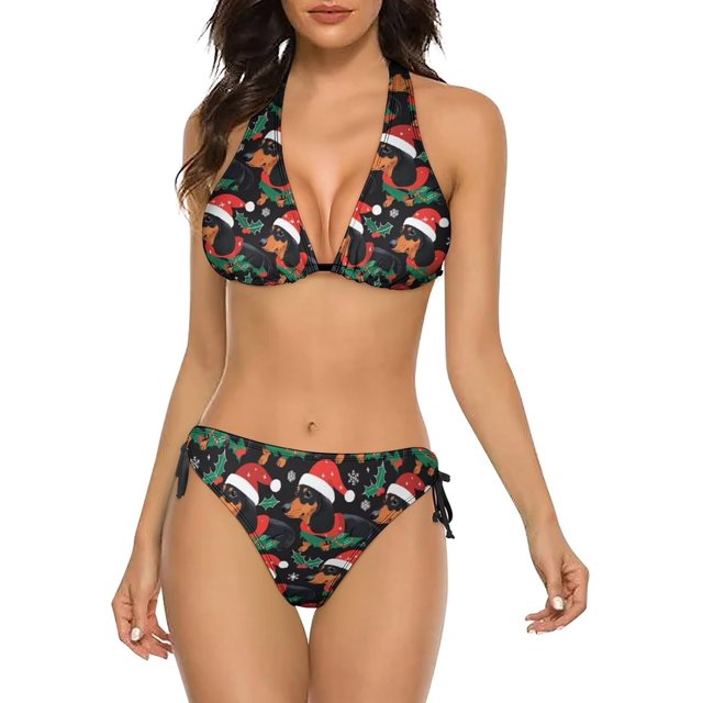 NICKSUN Women's Bikini Sets, Cute Print Two Piece Bathing Suits Sexy Halter Padded Bikini Swimsuits