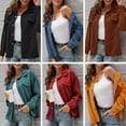 thumbnail image 4 of Chaqueta de pana para mujer, color sólido, cuello vuelto, manga larga, botón, abrigo informal de inv Abanopi Camello/Pequeña, 4 of 7