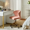 thumbnail image 4 of Pink Velvet Swivel Office Chair with Gold Legs, Adjustable Height Rolling Desk Chair for Vanity, 4 of 11