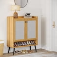 thumbnail image 4 of Rattan Shoe Cabinet, Shoes Storage Cabinet with Door, Freestanding Shoe Organizer Cabinet with Removable Shelves for Entryway, 4 of 5