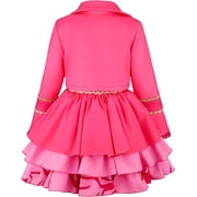 Guvpev Halloween Princess Costume for G'irl's, Pink Princess Dress with Jacket, Belt & Heart Bag, Halloween Cosplay Party Outfit & Fancy Dress Up