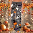 thumbnail image 2 of Fiaer,Halloween Wide Leg Plus Size Pants for Women,Women's Pumpkins Printed Baggy Elastic Waist Trousers,Ladies Drawstring Trendy Lounge Joggers Light Pink S, 2 of 5