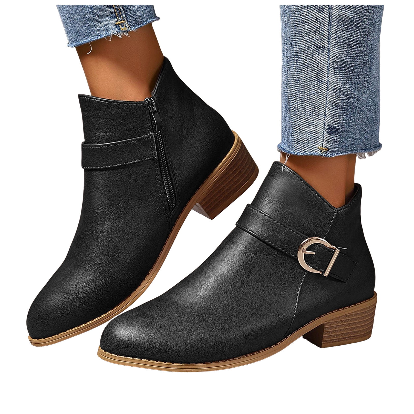 BURUDANI Womens Zoey 2 Faux Leather Bootie Ankle Boots - Walmart.com