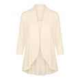 thumbnail image 5 of Lcziwo Womens Cotton Lightweight Cardigans 3/4 Sleeve Open Front Kimonos Ruffled Hem Casual Fall Cover Ups Beige,M, 5 of 9