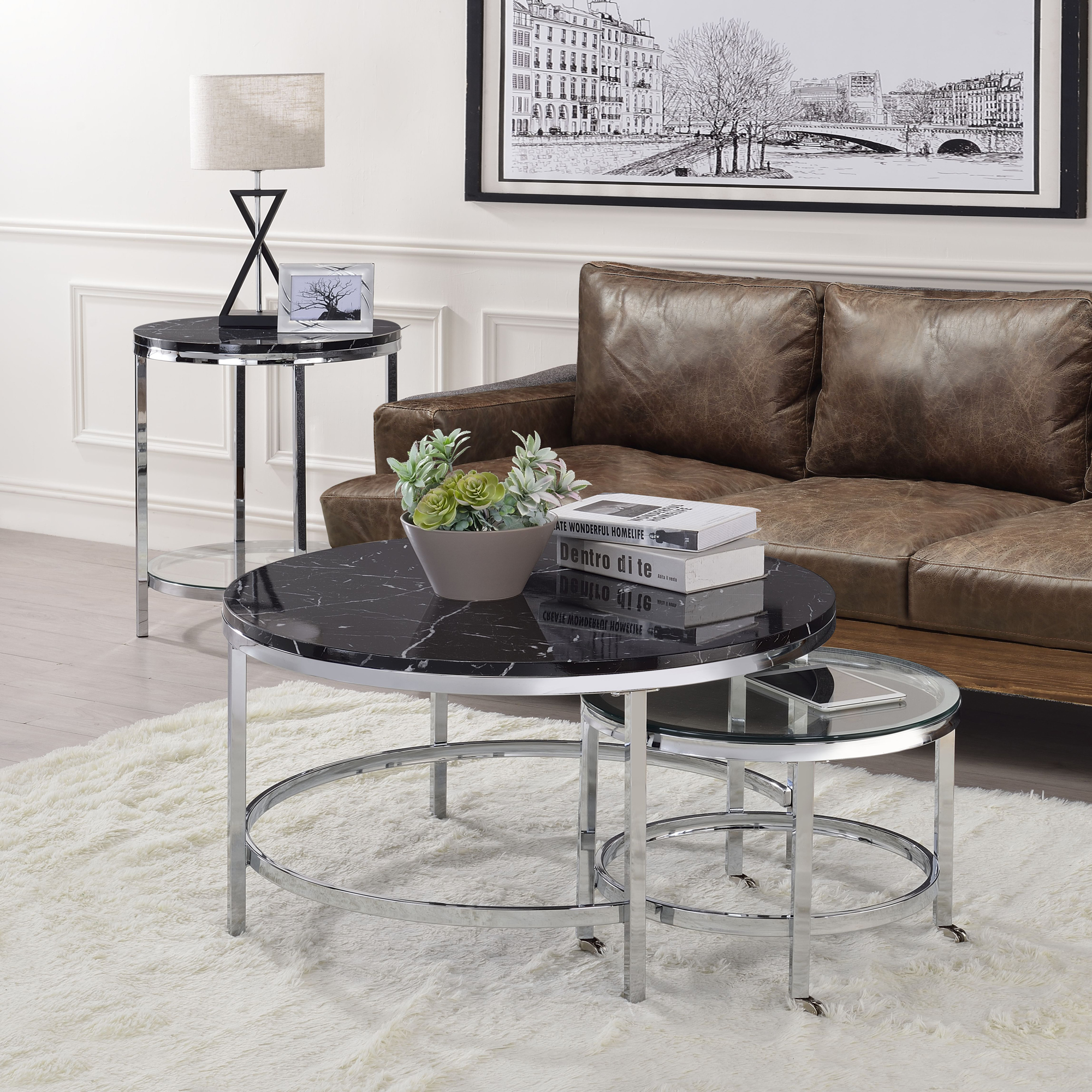 ACME Virlana Round End Table in Black and Chrome - image 4 of 5