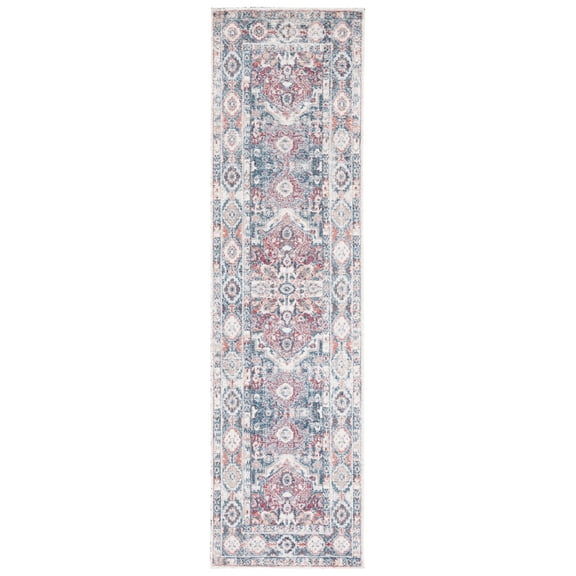 SAFAVIEH Classic Vintage Blake Medallion Runner Rug, Blue/Red, 2'3" x 8'