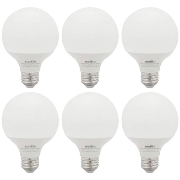 Sunshine Lighting  Sunlite LED G25 Globe Light Bulb - E26 Base - 6W - 520 Lumens - 4000K - Cool White - Pack of 6