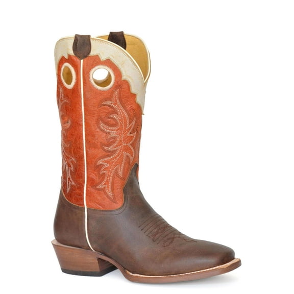 Men's Roper Ride 'Em Cowboy Leather Boots Handcrafted Brown