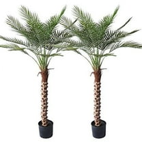 Artificial Sago Palm Tree 5FT Large Fake Palm Plant with 18 Trunks Perfect Tall Faux Tree in Pot for Indoor Outdoor House Home Office Garden Modern Decor Housewarming Gift (2Pack)