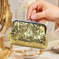thumbnail image 3 of Women Coin Purse,with Metal Hinge And Kiss-lock Design,Lightweight Portable Mini Wallet,with Sequined Glitter Vintage Pouch for Coins Cards Lipstick, 3 of 8