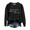 thumbnail image 4 of Crew Neck Pullover Zip up Sweatshirt Women No Hood Plus Size Women's Hoodless Sweatshirt Fall Winter Stylish Crewneck Top with Letter Print for Everyday Wear Casual Matching with Jeans for Comfort, 4 of 4
