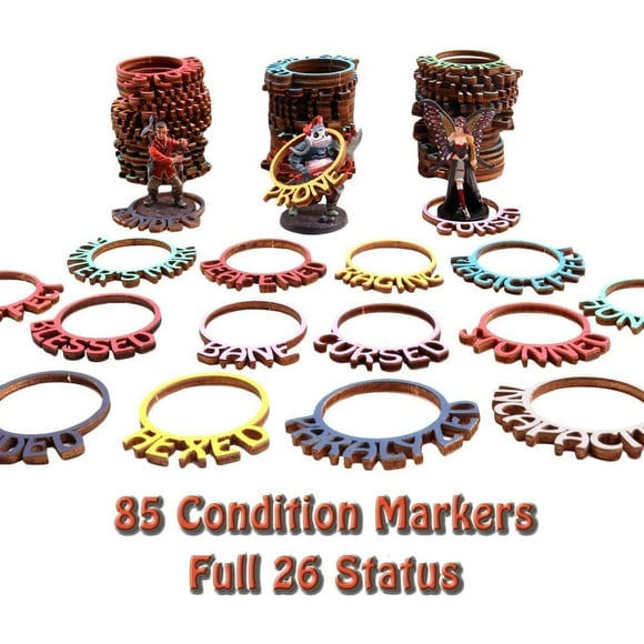 Dungeon & Dragons Condition Markers DND Status Rings for Miniatures, Byhoo 85 Pcs Color Coded Tabletop Gaming Markers RPG Tracking Accessories Great DM Tool for Spells, Magic Hexes, Effects & Traps…