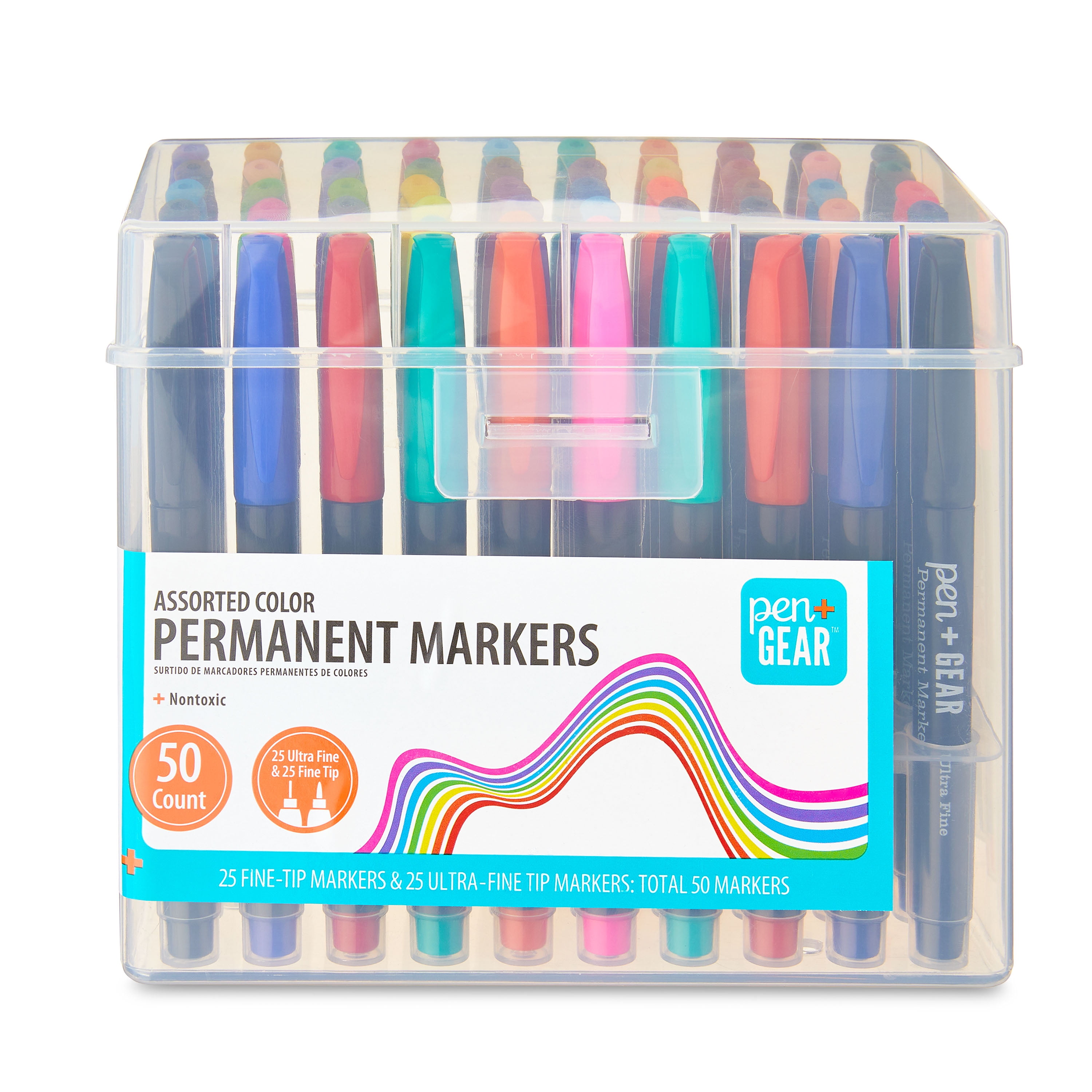 Pen Gear Permanent Markers Fine Ultra Fine Tip Assorted Colors 50 Count