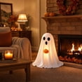 thumbnail image 5 of MYUNNIL Cute Light up Ghost Ornament, 19" White Fall Warm LED Fabric Ghost Tabletop Decoration with Plush Pumpkin, Reusable Luminous Seasonal Decor for Home Mantel Shelf Party, 5 of 6