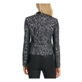thumbnail image 2 of DKNY Womens Gray Faux Leather Pocketed Animal Print Zip Up Jacket Size: 8, 2 of 4