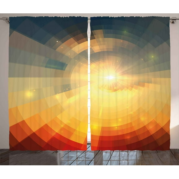 Ambesonne Abstract Curtains 2 Panel Set, Sunbeams in Clear Sky, 108" x 96", Multicolor
