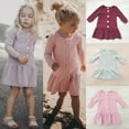 thumbnail image 6 of Kids Toddler Baby Girl Long Sleeve Button Down Knitted Sweater Dress with Headband Outfit Set, 6 of 7