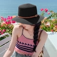 thumbnail image 4 of 56-58 cm circunferencia del sombrero sombrero de paja superior plano sombrilla de verano para mujer sombrero con hebilla de cinturón sombrero para sol de playa, 4 of 5