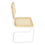 Breuer Chair Company Marcel Breuer B32 Cesca Cane Cantilever Side Chair w/ White Steel Frame Natural Wood & Natural Cane (Made in Italy) by Furnish Theory