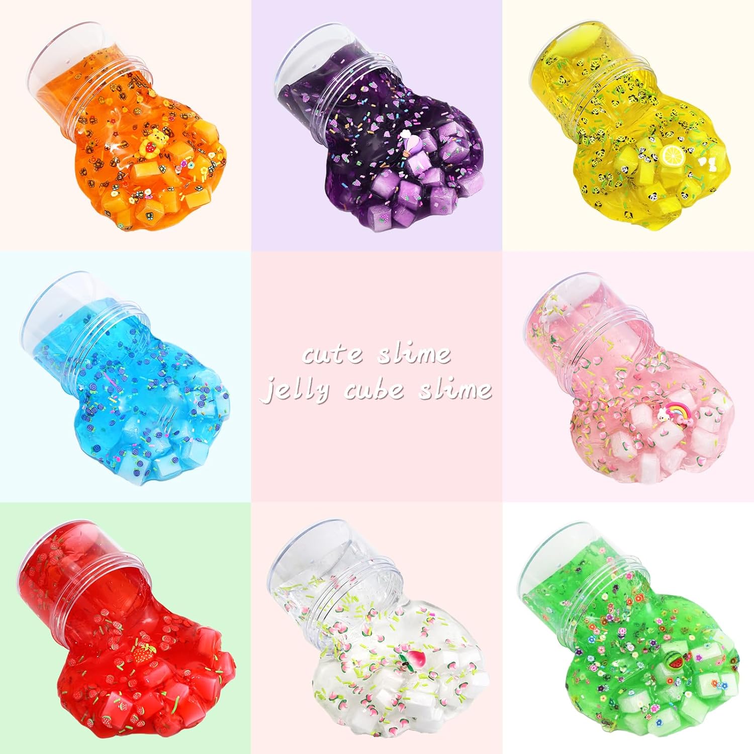 Jelly Cube Clear Slime Kit, 8-Pack Sensory Toys photo 5