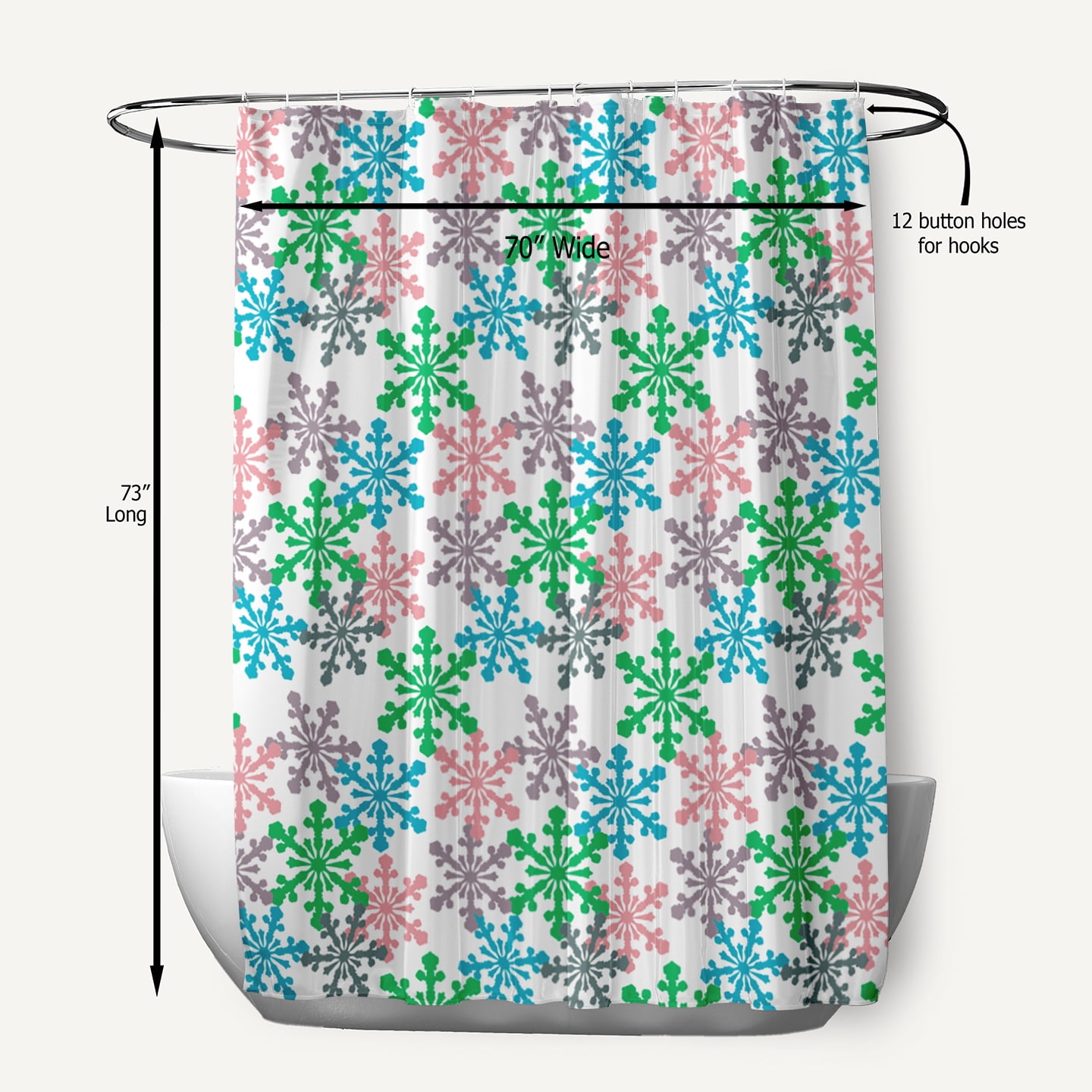 Simply Daisy 70" W x 73" L Snow Fall Polyester Shower Curtain, Bright Green [1 Ct]