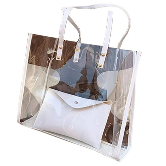 Transparent Bag Women Bag Handbag Fashion PVC Clear Bag High Quality Handbags Feminina Bucket Crossbody Color: White