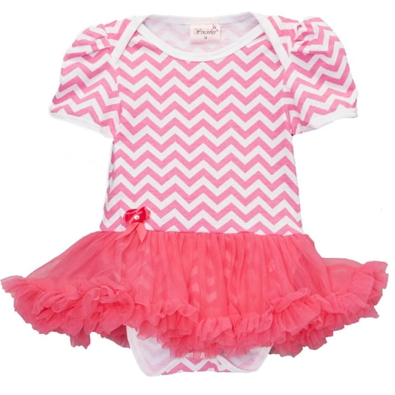 Wenchoice Girl's Hot Pink Zigzag Tutu Bodysuit - M(12M-24M)