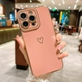 thumbnail image 4 of Compatible with iPhone 14 Pro Max Case Cute, Luxury Plating Heart Phone Case, Electroplated Edge Bumper Case for Women Girls Soft TPU Shockproof Camera Protective Back Cover - Pink, 4 of 10