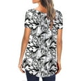 thumbnail image 3 of Gvmfive Women Summer Floral Print Short Sleeve Tunic Tops Button Down Loose Blouse T-shirt, 3 of 4