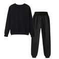 thumbnail image 4 of BangWanChi Fashion Womens 2 Piece Sweatsuits Solid Casual Long Sleeve Ladies Crewneck Hoodless Sweatshirts Long Sweatpant Pants, 4 of 5