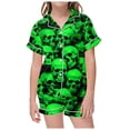 thumbnail image 1 of WEAIXIMIUNG Ensemble 2 Pcs Pyjamas pour Enfants Enfants Imprimé Graphique Chemise à Boutons à Manches Courtes Shorts Ensemble de Pyjama 8-9 Ans, 1 of 5