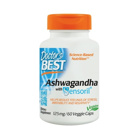 Doctor's Best Ashwagandha with Sensoril, Non-GMO, Gluten Free, 125 mg, 60 Veggie (Best Ashwagandha Supplement 2019)