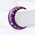thumbnail image 2 of Jiibva Purple Enamel Crescent Moon Brooch Pin with Sleeping Metal Stars – Celestial Night Jewelry for Women, Men Unique Gold Tone Vintage-Style Accessory, 2 of 7